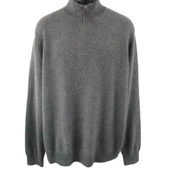TAHARI PURE LUXE EUC MENS 100% CASHMERE GRAY SWEATER WINTER FALL TOP SHIRT SZ XL - Picture 1 of 5